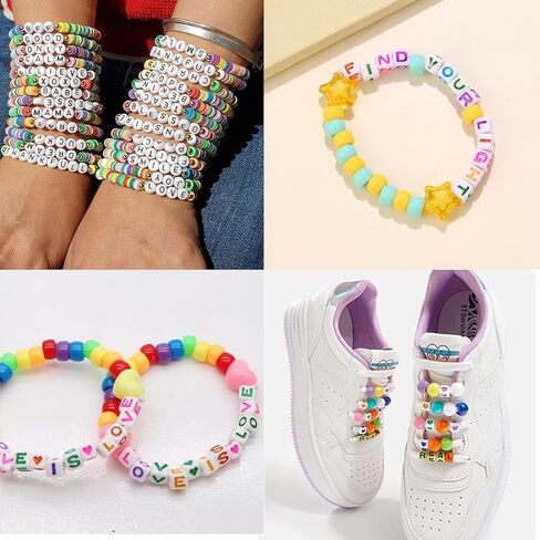 خرز بوني لصنع الاساور من مييم 3540 قطعة، 96 لون، 2600 قطعة خرز كاندي، 500 قطعة خرز حروف و200 قطعة خرز وجه مبتسم، خرز بلاستيكي لصنع المجوهرات، 5 صناديق مجموعة اساور كاندي للحرف اليدوية in Kuwait