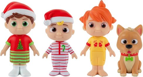 CoComelon Christmas Articulated Figure Set Toy, 4 Pieces - Includes 4" Holiday JJ, Tomtom, YoYo, & Bingo - Officially Licensed - Gift for Kids, Boys & Girls, Toddlers & Preschoolers - Set of 4 in Saudi Arabia