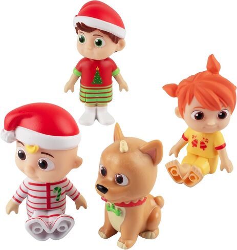 CoComelon Christmas Articulated Figure Set Toy, 4 Pieces - Includes 4" Holiday JJ, Tomtom, YoYo, & Bingo - Officially Licensed - Gift for Kids, Boys & Girls, Toddlers & Preschoolers - Set of 4 in Saudi Arabia