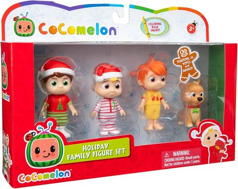 CoComelon Christmas Articulated Figure Set Toy, 4 Pieces - Includes 4" Holiday JJ, Tomtom, YoYo, & Bingo - Officially Licensed - Gift for Kids, Boys & Girls, Toddlers & Preschoolers - Set of 4 in Saudi Arabia