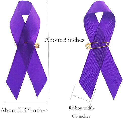 Purple Fabric Satin Awareness Ribbon Pins for Cancer Awareness Lapel Pin Purple Ribbon with Safety Pins for Women in Kuwait