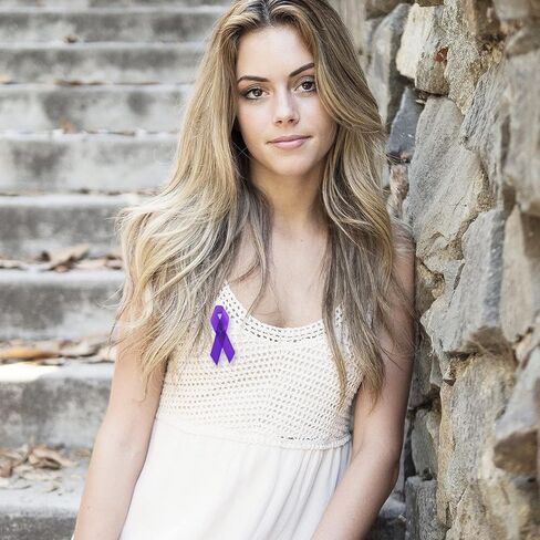 Purple Fabric Satin Awareness Ribbon Pins for Cancer Awareness Lapel Pin Purple Ribbon with Safety Pins for Women in Kuwait