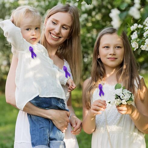 Purple Fabric Satin Awareness Ribbon Pins for Cancer Awareness Lapel Pin Purple Ribbon with Safety Pins for Women in Kuwait