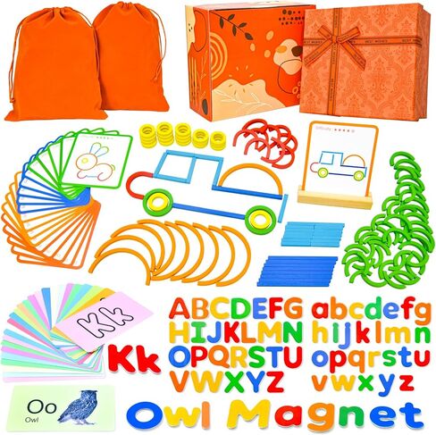 aclarastra الحروف الأبجدية المغناطيسية والألغاز ذات الشكل الخشبي للأطفال من سن 3 إلى 5 سنوات، لعبة تعليمية هدية لفتاة تبلغ من العمر 3 4 5 سنوات - لعبة تهجئة لمرحلة ما قبل المدرسة للأطفال الصغار لعبة تعليمية للأطفال الصغار من سن 3 سنوات فما فوق in Kuwait