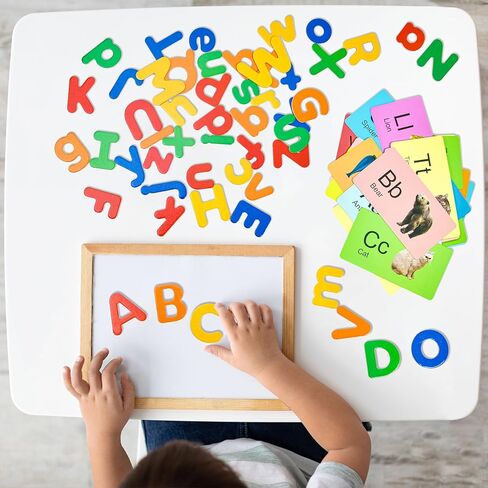aclarastra الحروف الأبجدية المغناطيسية والألغاز ذات الشكل الخشبي للأطفال من سن 3 إلى 5 سنوات، لعبة تعليمية هدية لفتاة تبلغ من العمر 3 4 5 سنوات - لعبة تهجئة لمرحلة ما قبل المدرسة للأطفال الصغار لعبة تعليمية للأطفال الصغار من سن 3 سنوات فما فوق in Kuwait