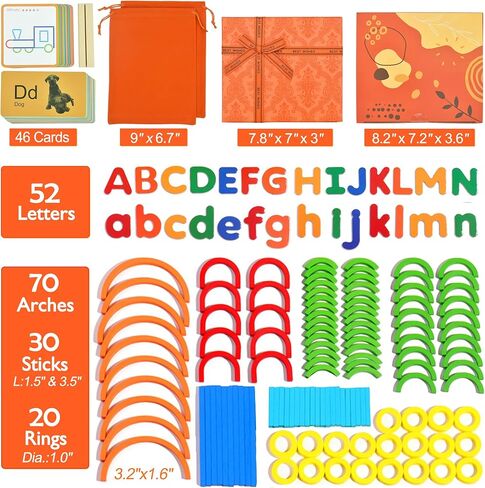 aclarastra الحروف الأبجدية المغناطيسية والألغاز ذات الشكل الخشبي للأطفال من سن 3 إلى 5 سنوات، لعبة تعليمية هدية لفتاة تبلغ من العمر 3 4 5 سنوات - لعبة تهجئة لمرحلة ما قبل المدرسة للأطفال الصغار لعبة تعليمية للأطفال الصغار من سن 3 سنوات فما فوق in Kuwait