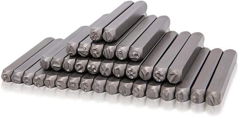 مجموعة أدوات ثقب الأرقام والحروف من SKYZONAL مجموعة أدوات ختم معدنية فولاذية مكونة من 37 قطعة (A-Z 0-9 وشكل قلب) لحرف المجوهرات والخشب والبلاستيك وختم الجلود 1/8 بوصة (3 مم) in Kuwait