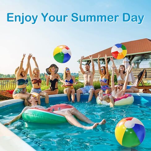 حفلة حمام السباحة القابلة للنفخ من لامنهين: ألعاب كرات الشاطئ السائبة مقاس 12 بوصة للأطفال - 12 عبوة من الكرات الصغيرة المنفجرة لتزيين ألعاب السباحة السومرية in Kuwait