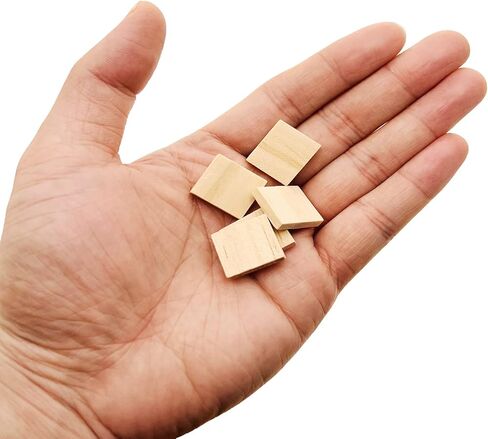 300 قطعة من بلاط حروف خشبية فارغة من MYYZMY، مقاس 0.8 × 0.7 بوصة، مربعات خشبية فارغة غير مكتملة للحرف اليدوية والديكور ونحت النقش بالليزر in Kuwait