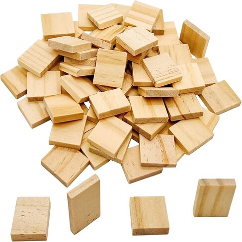 300 قطعة من بلاط حروف خشبية فارغة من MYYZMY، مقاس 0.8 × 0.7 بوصة، مربعات خشبية فارغة غير مكتملة للحرف اليدوية والديكور ونحت النقش بالليزر in Kuwait