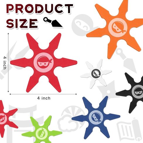 ألعاب نينجا فوم ستار تويز صغيرة من إسفنج الرمي على شكل نجوم من الفوم ألعاب رمي نينجا مفضلة لحفلات أعياد الميلاد للأولاد إكسسوار أزياء الهالوين، 4 بوصة (24، وردي داكن، وردي، أسود) in Kuwait