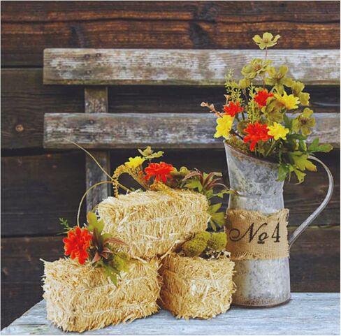 Ja'Cor Faux Rectangular Mini Hay Bales for Crafts Decor, Autumn Miniature Hay Bale Decoration for Table Tiered Tray Dollhouse Play House, Farmhouse Decorations, 8 Ct. 1 Pack in Kuwait