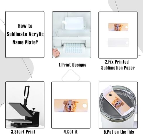 Yoande 30 Pcs Sublimation Acrylic Name Plates Compatible with Stanley Tumbler of 40 Oz, 3" x 1.25" Clear Name Tag Cup Identification Plate Drink Water Bottle Lid Accessories for DIY in Kuwait
