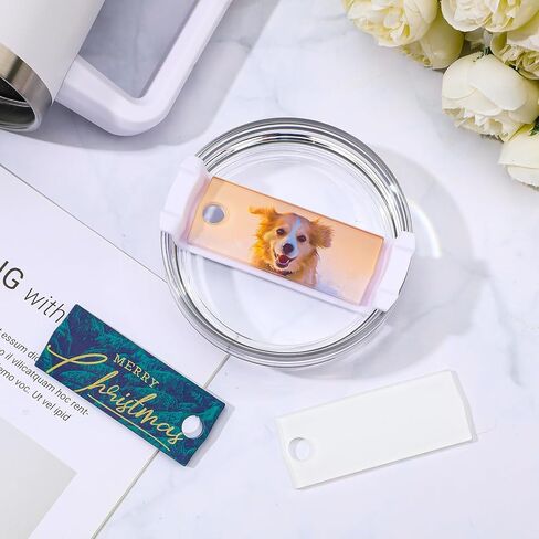 Yoande 30 Pcs Sublimation Acrylic Name Plates Compatible with Stanley Tumbler of 40 Oz, 3" x 1.25" Clear Name Tag Cup Identification Plate Drink Water Bottle Lid Accessories for DIY in Kuwait