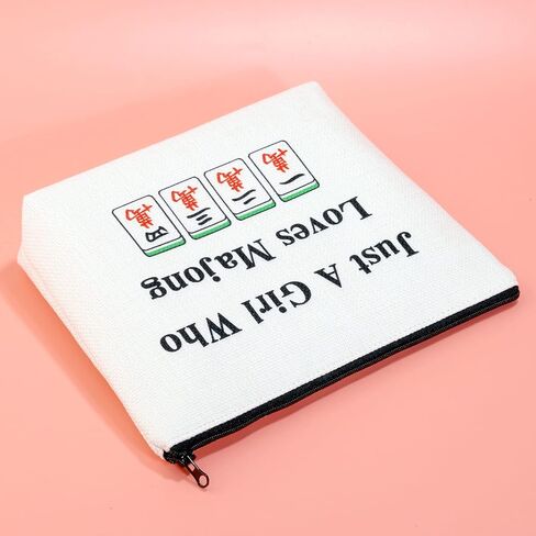JXGZSO Lucky Mahjong Tiles Makeup Bag Who Loves Mahjong Board Game Storage Bag For Mahjong Lover in Kuwait