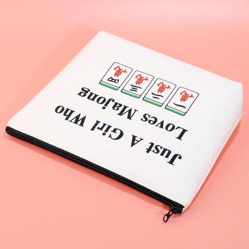 JXGZSO Lucky Mahjong Tiles Makeup Bag Who Loves Mahjong Board Game Storage Bag For Mahjong Lover in Kuwait
