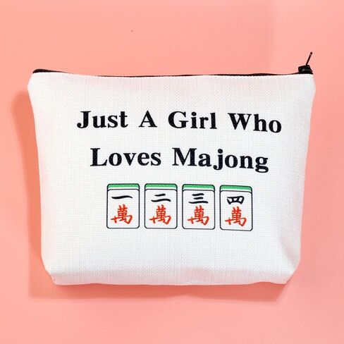 JXGZSO Lucky Mahjong Tiles Makeup Bag Who Loves Mahjong Board Game Storage Bag For Mahjong Lover in Kuwait