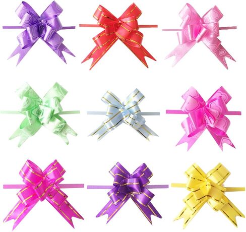 HugeDE ccHuDE 100 Pcs Pull Bows Gift Knot Ribbon Present Wrapping Bows Basket Pull Bows for Festivals in Kuwait