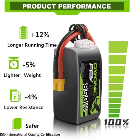 OVONIC 4S Lipo Battery 80C 850mAh 14.8V Lipo Battery with XT30 Connector for RC FPV Racing Drone RC Airplane Helicopter Quadcopter in Saudi Arabia