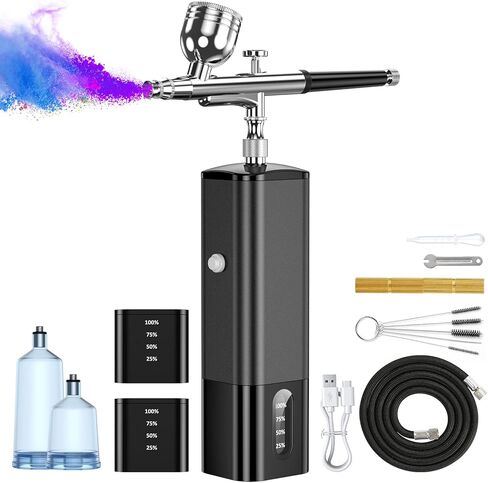 Avhrit Cordless Airbrush with 2 Battery, 32PSI Portable Airbrush Kit with Compressor, Dual-Action Cordless Airbrush for Painting, Makeup, Nail, Model in Kuwait