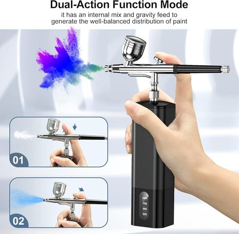 Avhrit Cordless Airbrush with 2 Battery, 32PSI Portable Airbrush Kit with Compressor, Dual-Action Cordless Airbrush for Painting, Makeup, Nail, Model in Kuwait