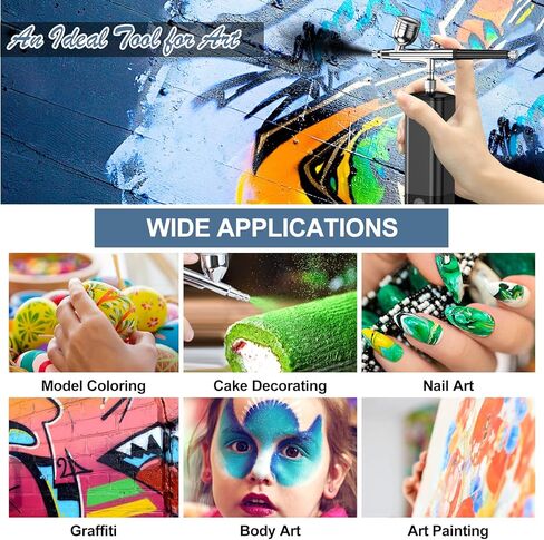 Avhrit Cordless Airbrush with 2 Battery, 32PSI Portable Airbrush Kit with Compressor, Dual-Action Cordless Airbrush for Painting, Makeup, Nail, Model in Kuwait