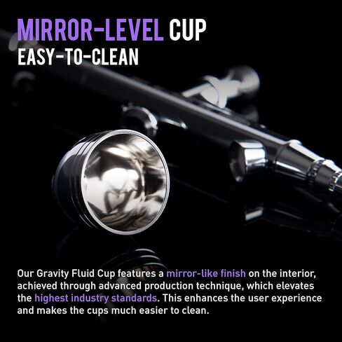 مجموعة بخاخة من جاهليري، مسدس بخاخة مع وظيفة مزدوجة المفعول، كوب سائل الجاذبية 1/4 اونصة، مقبض مقطوع، ابر 0.38 ملم، فرشاة هوائية متعددة الاغراض للمكياج وتلوين الاظافر والتاتو in Kuwait