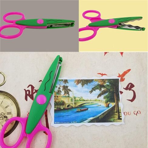 M-jump Scrapbooking Edger Scissors سكرابوكينغ اللوازم ورقة مقص حافة الزخرفية، مقص حافة موجة لألبوم القصاصات / الطوابع الزخرفية حافة / بطاقات القصاصات (مجموعة من 12) in Kuwait