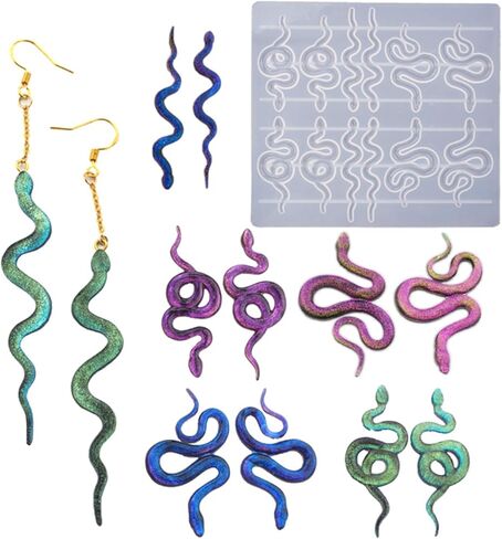 TEEWAL Silicone Snake Earring Mold, Snake Earring Resin Mold, DIY Snake Resin Crystal Mold Set, Jewelry DIY Epoxy Mold for Earring, Keychain Crafts Decoration Making in Kuwait