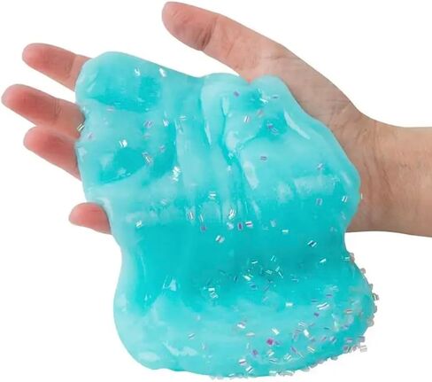 50 Gram Bingsu Beads Lightweight Soft Straw Tube Beads Crispy Bingsu Beads for Crunchy Slime Iridescent Straw Beads 3D Glitter for Slime (Blue) in Kuwait