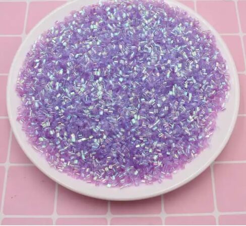 50 Gram Bingsu Beads Lightweight Soft Straw Tube Beads Crispy Bingsu Beads for Crunchy Slime Iridescent Straw Beads 3D Glitter for Slime (Blue) in Kuwait