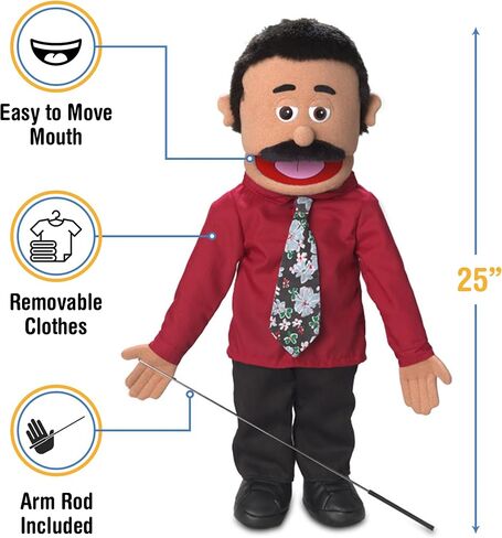 25" Carlos, Hispanic Dad/Businessman, Full Body, Ventriloquist Style Puppet in Saudi Arabia