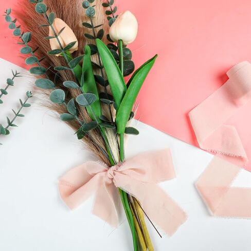 Labeol 6 Rolls Chiffon Ribbon, 1.5" x 5Yd Chiffon Silk Ribbon Handmade Frayed Fringe Fabric Mixed Color Ribbons Set for Gifts Wrapping Wedding Invitations Bouquets Envelopes Crafts in Saudi Arabia