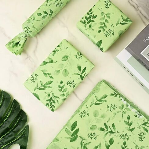 Bolsome 100 Sheets 20 * 14 Inches Eucalyptus Tissue Paper Green Leaves Gift Wrapping Tissue Greenery Botanical Tissue Paper for Gift Bags for Birthday Wedding Boho Party Craft in Saudi Arabia