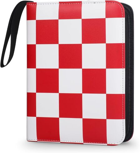 Trading Card Binder, 4-Pocket Sports Card Album Holder for TCG, MTG, Yugioh, Football, Basketball, Hockey and Baseball Cards - 50 Pages, 400 Card Capacity - Alternating red and white in Saudi Arabia
