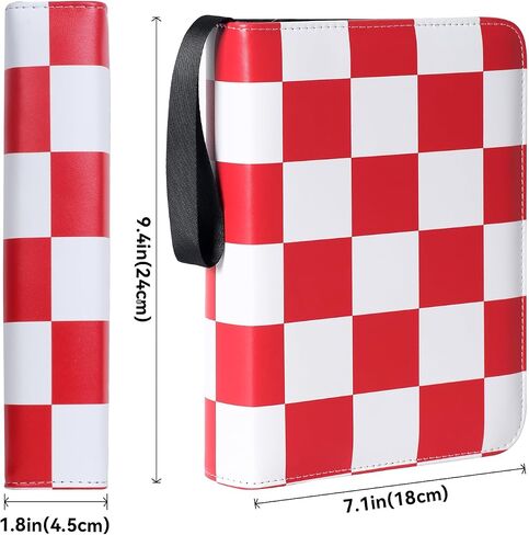 Trading Card Binder, 4-Pocket Sports Card Album Holder for TCG, MTG, Yugioh, Football, Basketball, Hockey and Baseball Cards - 50 Pages, 400 Card Capacity - Alternating red and white in Saudi Arabia