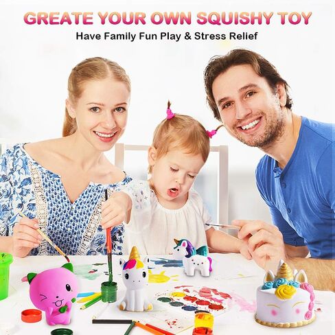 طلاء الألعاب الحسية الإسفنجية الخاصة بك، 4 ألعاب إسفنجية ذاتية الصنع تخفف من التوتر والقلق للأطفال البالغين، فنون وحرف فارغة ثلاثية الأبعاد سكويشيز DIY حلوى وألعاب رسم إسفنجية للحيوانات in Kuwait