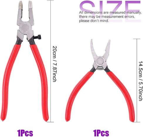 Swpeet 2Pcs Heavy Duty Breaker Grozer Pliers and Glass Running Pliers Kit with Rubber Tips, Glass Pliers with Flat Jaws & Curve Jaw Perfect for Stained Glass in Saudi Arabia