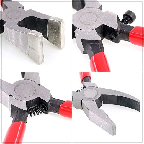 Swpeet 2Pcs Heavy Duty Breaker Grozer Pliers and Glass Running Pliers Kit with Rubber Tips, Glass Pliers with Flat Jaws & Curve Jaw Perfect for Stained Glass in Saudi Arabia