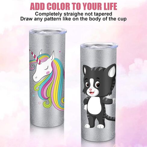Zopeal 10 Pack Silver Sublimation Tumblers 20 oz Blank Skinny Tumbler Bulk Glitter Straight Double Wall Stainless Steel Insulated Tumblers with Lid and Straw for Heat Transfer Water Bottle Gift in Saudi Arabia