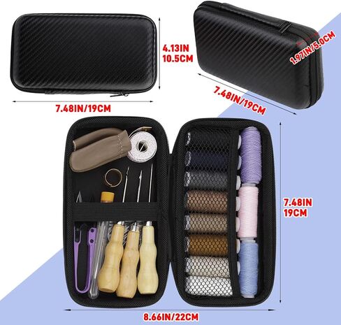 45 Pcs Upholstery Repair Kit, Leather Sewing Kit with 11 Colors of Sewing Thread, Upholstery Needles, Awl, Tape Measure, Leather Sewing Upholstery Repair Kit for Leather Craft DIY in Kuwait