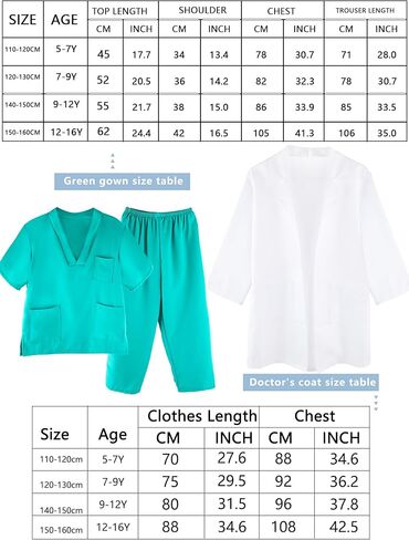 Puteraya Kids Doctor Costume Set Surgical Doctor Suit Uniform with Stethoscope Toys for Boys Girls Dress Up Halloween Cosplay in Kuwait