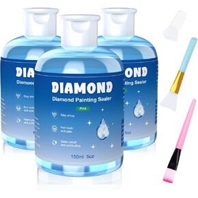 GHHKUD Diamond Painting Sealer 150ML with Brushes, DIY 1Pack Diamond Art Sealer Glue, 5D Diamond Painting Accessories Permanent Hold Shine Effect Sealer for Diamond Painting & Puzzle Glue(Blue) in Kuwait