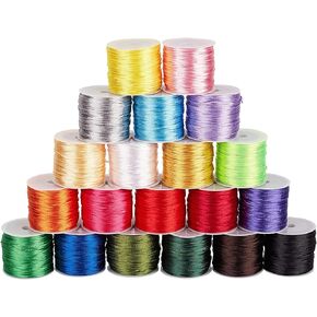 PH PandaHall 328 Yards 1.5mm Rattail Satin Cord Nylon String Rattail Silk Cord Bracelet String for Macrame Friendship Bracelet Christmas Kumihimo Chinese Knot Dream Catchers Braid Hair 20 Colors