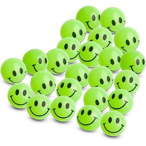 Bedwina Bulk Bouncy Balls Glow in The Dark - 144 Pcs (1inch / 27mm) Diameter, High Bouncing, Small Rubber Smile Face Bouncing Balls for Kids, Vending Machines, Party Favor