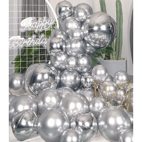 Black Metallic Balloons Arch Garland Kit 75PCS Shiny Helium Latex Chrome Shiny Different Size Balloon Set for Birthday Anniversary Baby Shower Wedding Party Decorations