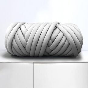 Arm Knitting Yarn for Chunky Braided Knot Throw Blanket DIY, Extra Soft Fluffy Washable Tube Bulky Giant Yarn for Weave Craft Crochet (Dark Gray 0.55lb)