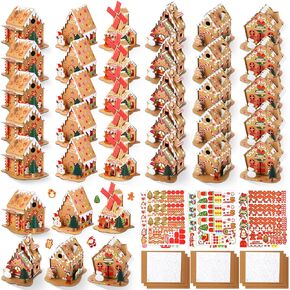 Libima 36 Packs Christmas Gingerbread House Kit Gingerbread House Craft Kit with Stickers Gingerbread House Decorations DIY Christmas Crafts for Kids Toddler Boy Girl Christmas Party Game Supplies in Saudi Arabia