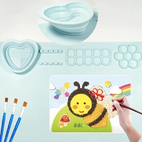 Benlynnx Silicone Craft Mat，Silicone Painting Mat for Resin Casting, 20"x16" Non-Stick Silicone Sheet with Cleaning Cup for Painting, Art, Clay in Kuwait