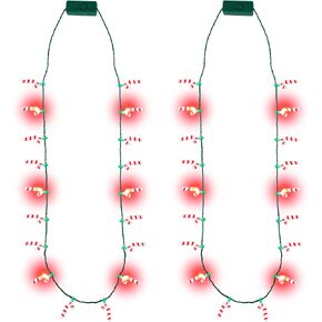 POPLAY 2PCS Christmas LED Necklaces, Light Up Candy Cane Necklace Light Christmas Light-up Necklace for Kids Adults Xmas Party Favors Christmas Decorations in Kuwait